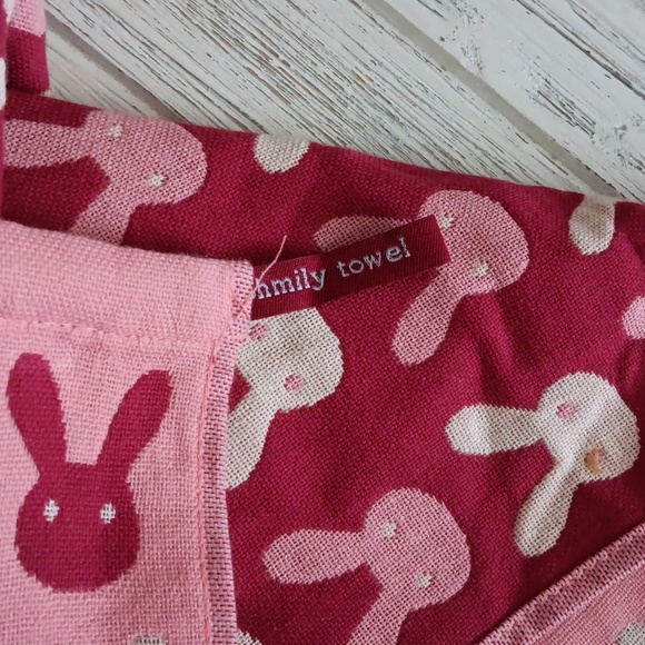 Shmily towel: colorful artsy kawaii Bunny Rabbit woven hand or kitchen tow… - Picture 2 of 3